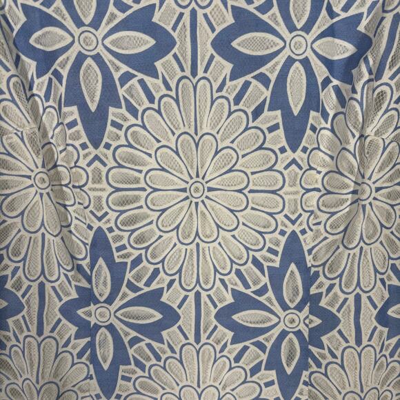 Talbots Dress 8P Cut Away Lace Floral White Shift Mod Periwinkle Church Easter - Picture 4 of 14